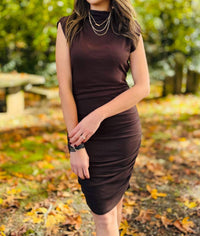 Michael Stars - Gia Mock Neck Power Shoulder Dress