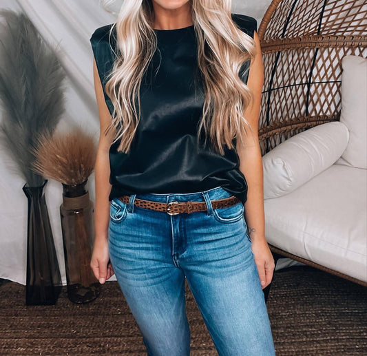 Tcec - Lively Nights Leather Sleeveless Top