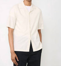 Officine Générale Eren Seersucker Shirt in cream - men's shirt