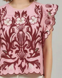 Thml - Embroidered Flutter Sleeve Top