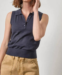 Lilla P - Sleeveless Polo Sweater Tank Top
