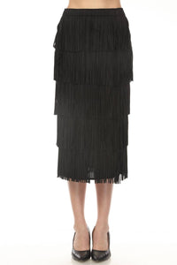 Joseph Ribkoff - Tiered Fringe Midi Skirt