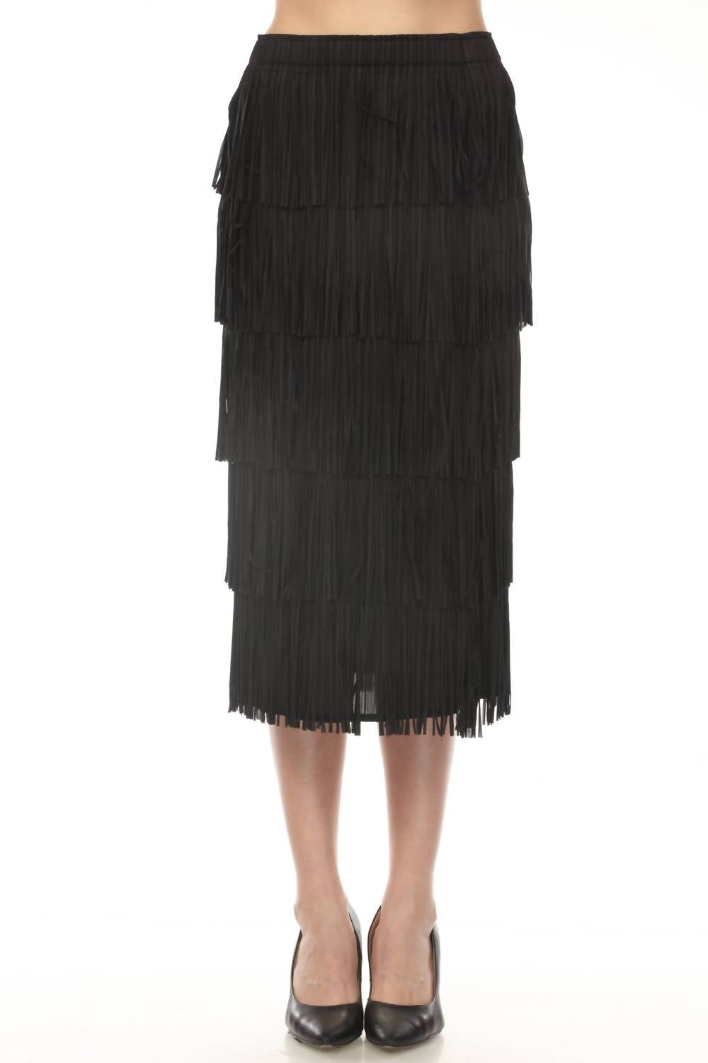 Joseph Ribkoff - Tiered Fringe Midi Skirt