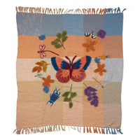 Creative Co-Op - Tufted & Embroidered Butterfly & Insect Woven Throw Blanket - 60" x 50"