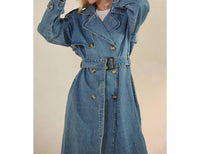 Veveret Meg Denim Trench Coat in medium wash - women's jacket - view 4