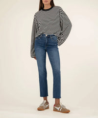 Kut From The Kloth - Reese High Rise Fab Ab Ankle Straight Raw Hem Jean