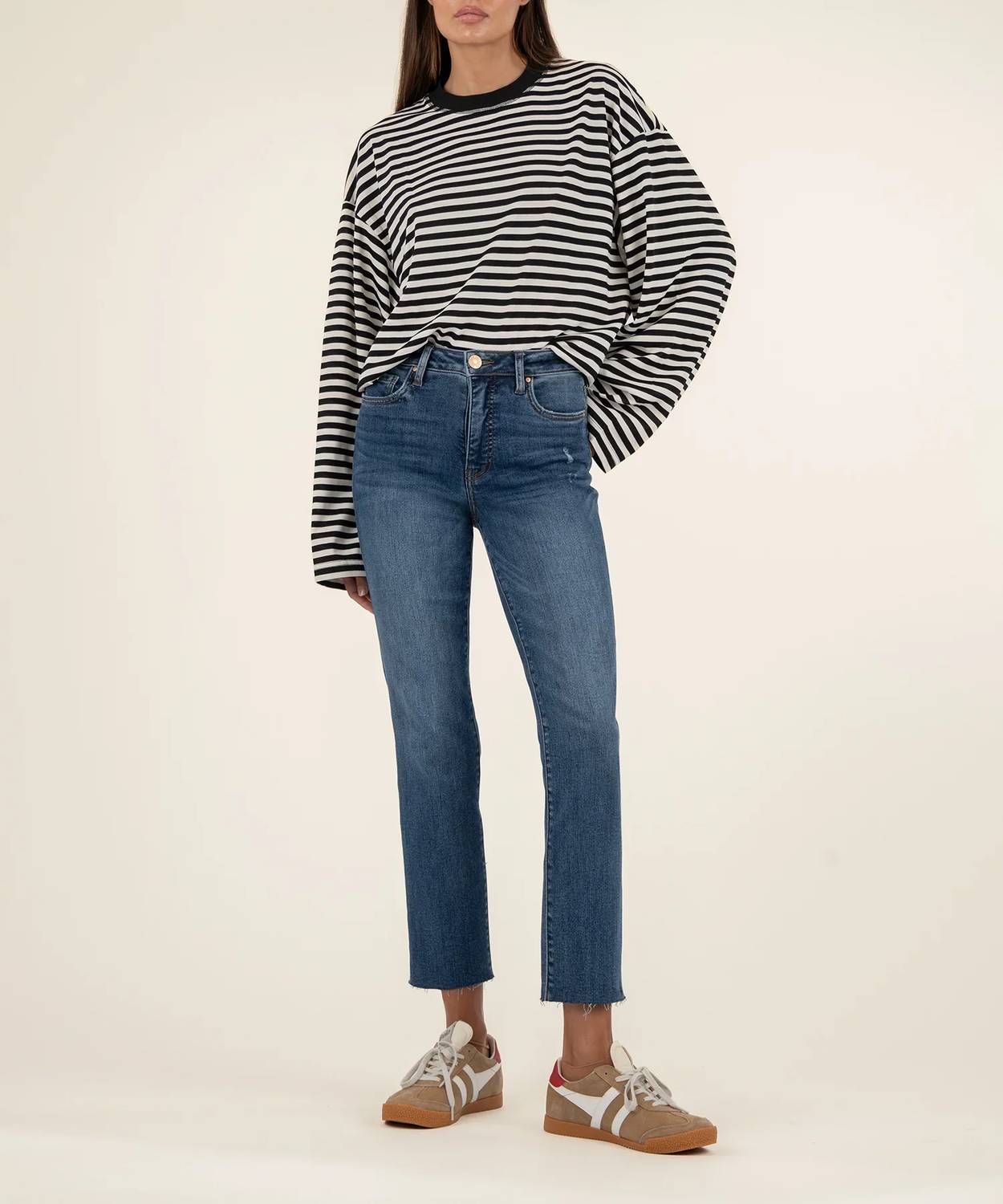 Kut From The Kloth - Reese High Rise Fab Ab Ankle Straight Raw Hem Jean