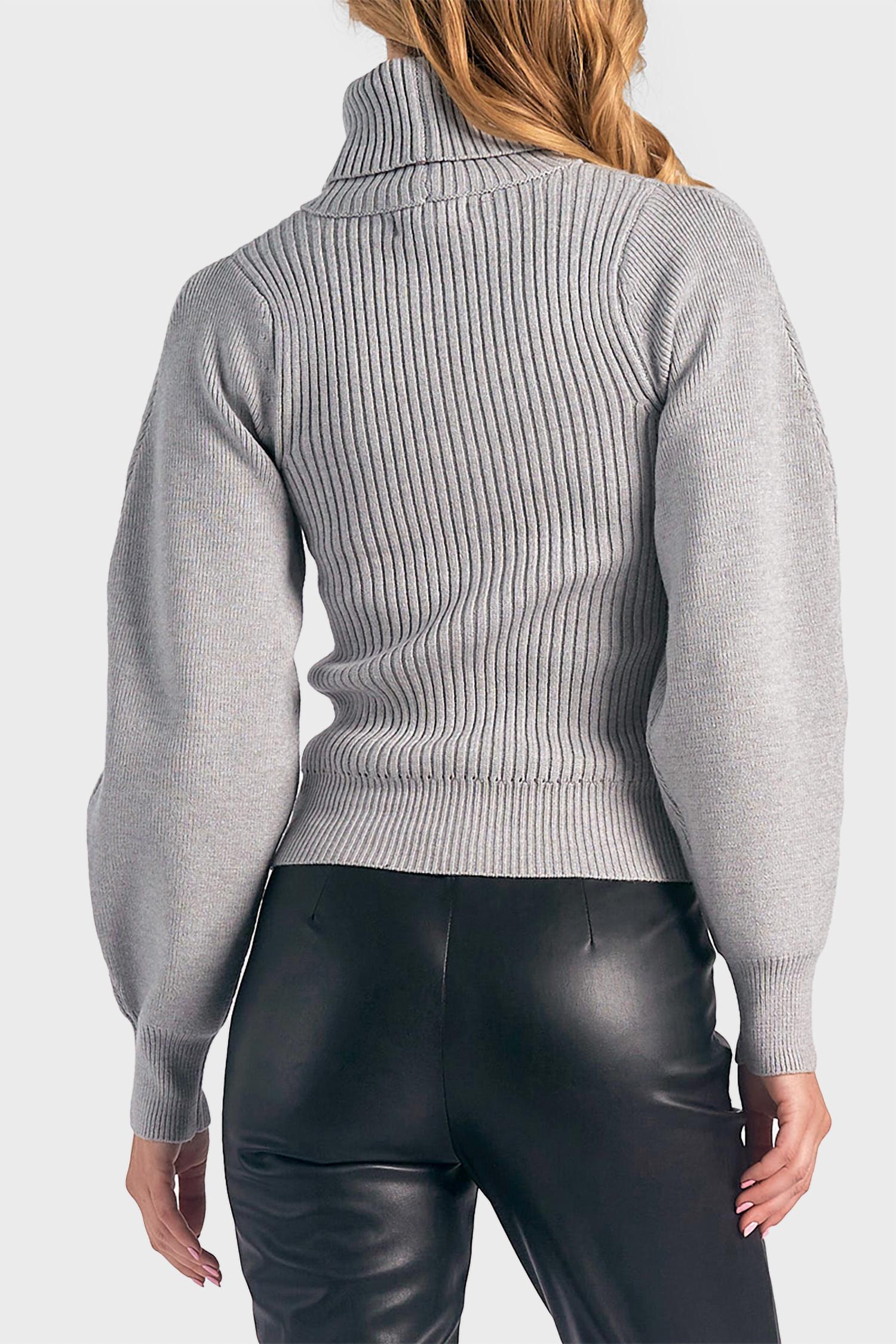 Elan - Turtleneck Cut Out Ribbed Sweater