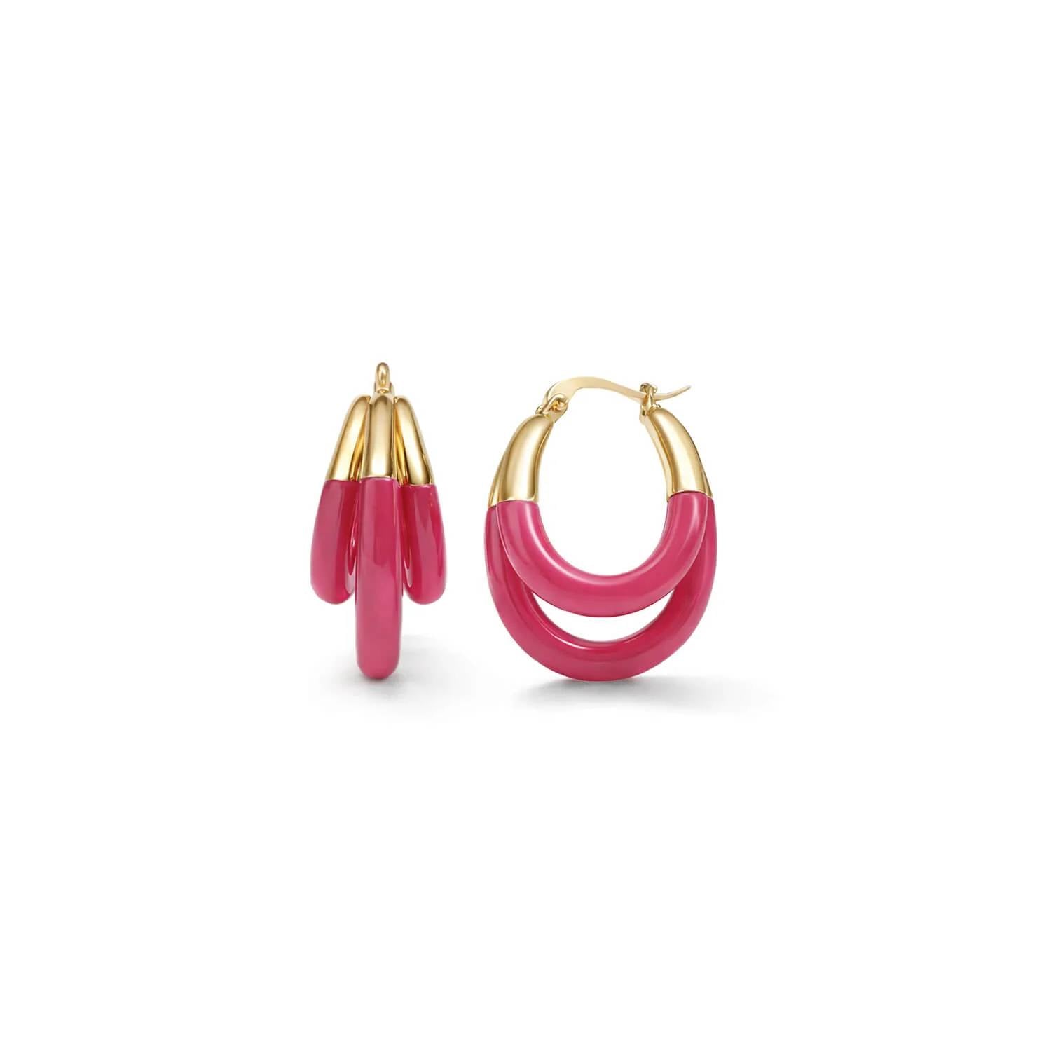Gold & Honey - Women's Triple Hoop Lucite Earrings