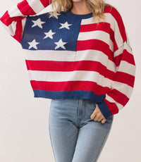 Tcec - American Flag Pattern Knit Pullover Sweater
