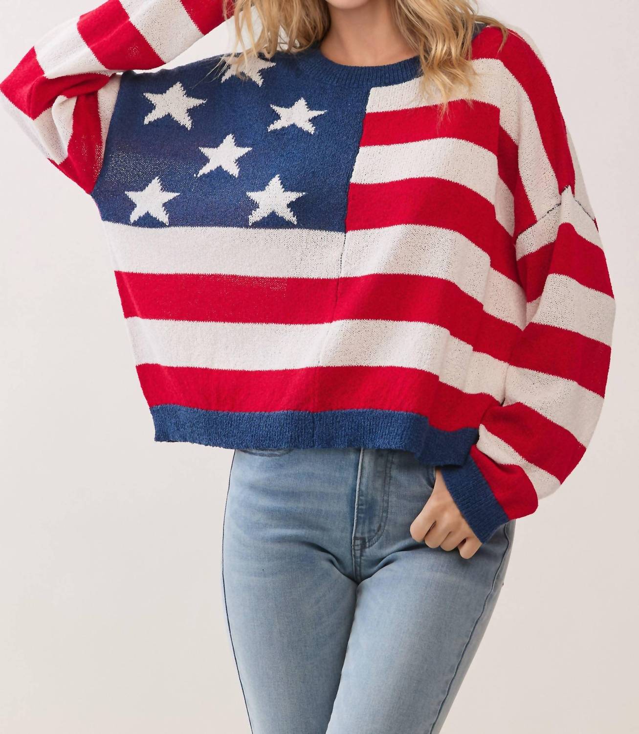Tcec - American Flag Pattern Knit Pullover Sweater