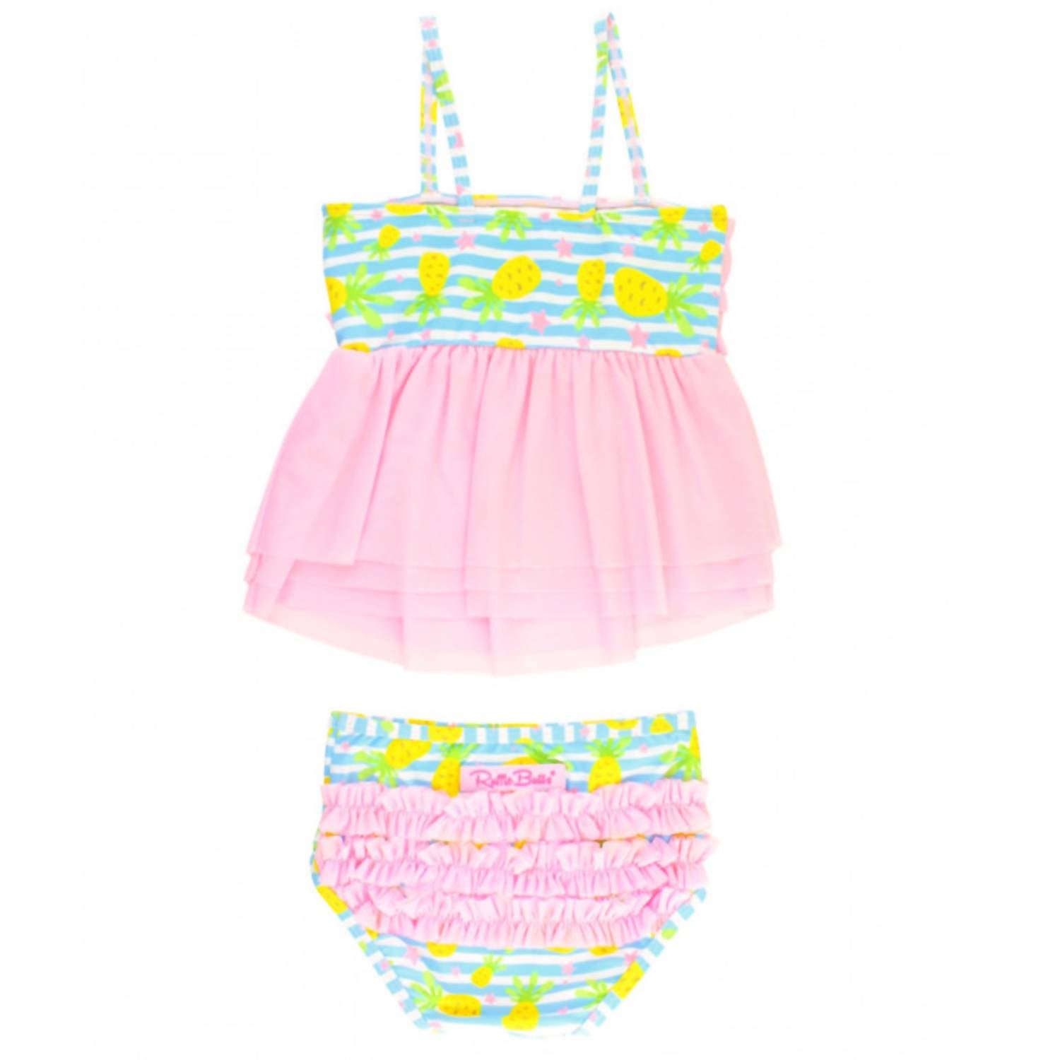 Rufflebutts - Girls' Pineapple Paradise Mesh Tankini