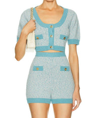 Matthew Bruch - Tweed Knit Apron Crop Top