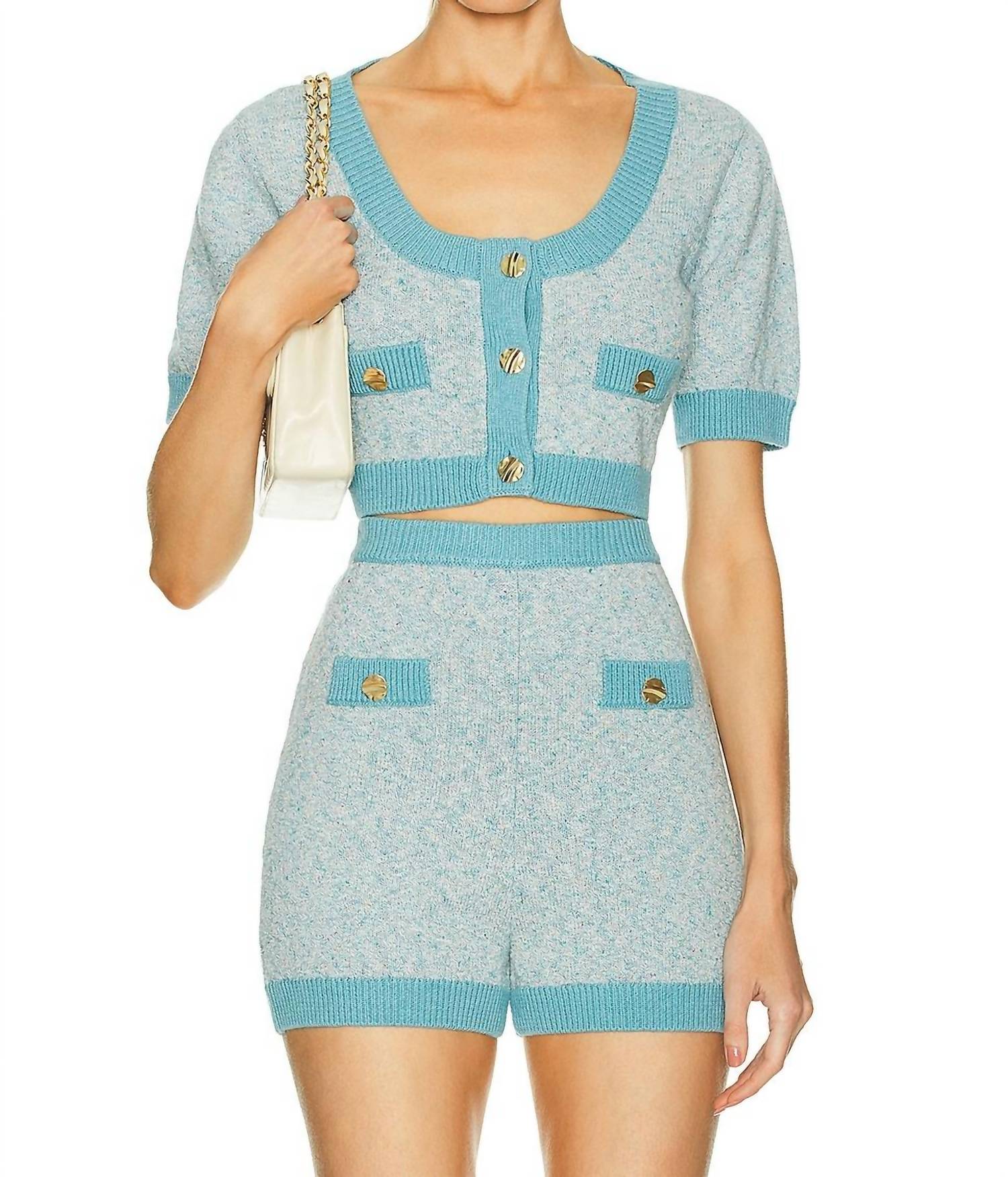Matthew Bruch - Tweed Knit Apron Crop Top