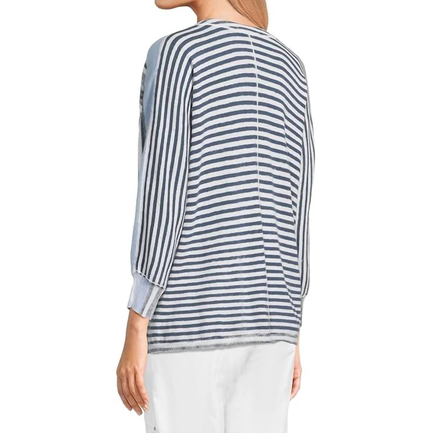 Elliott Lauren - Skies Stripe V Neck Sweater