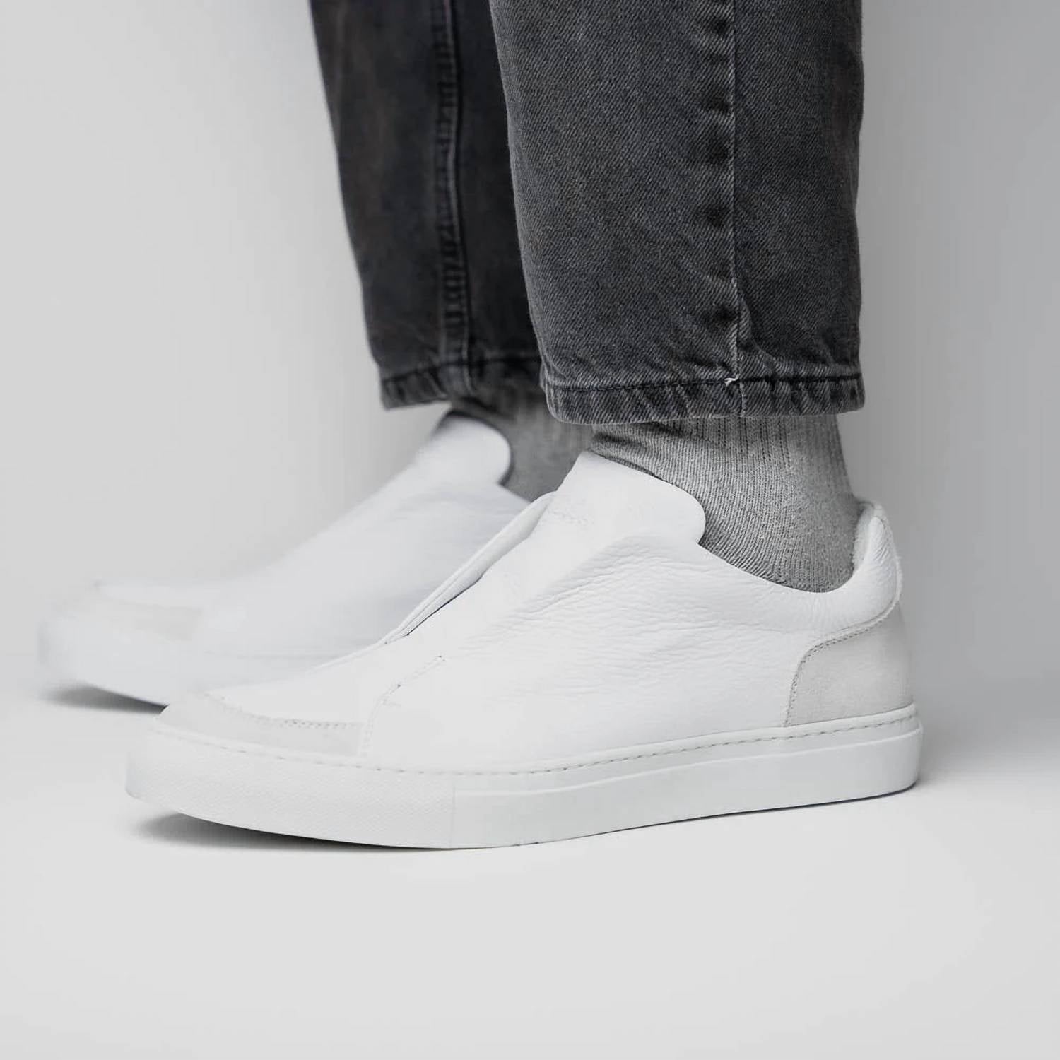 Zelli Italia - Men's Spettacolare Italian Pebble Grain Calfskin Slip On Sneaker