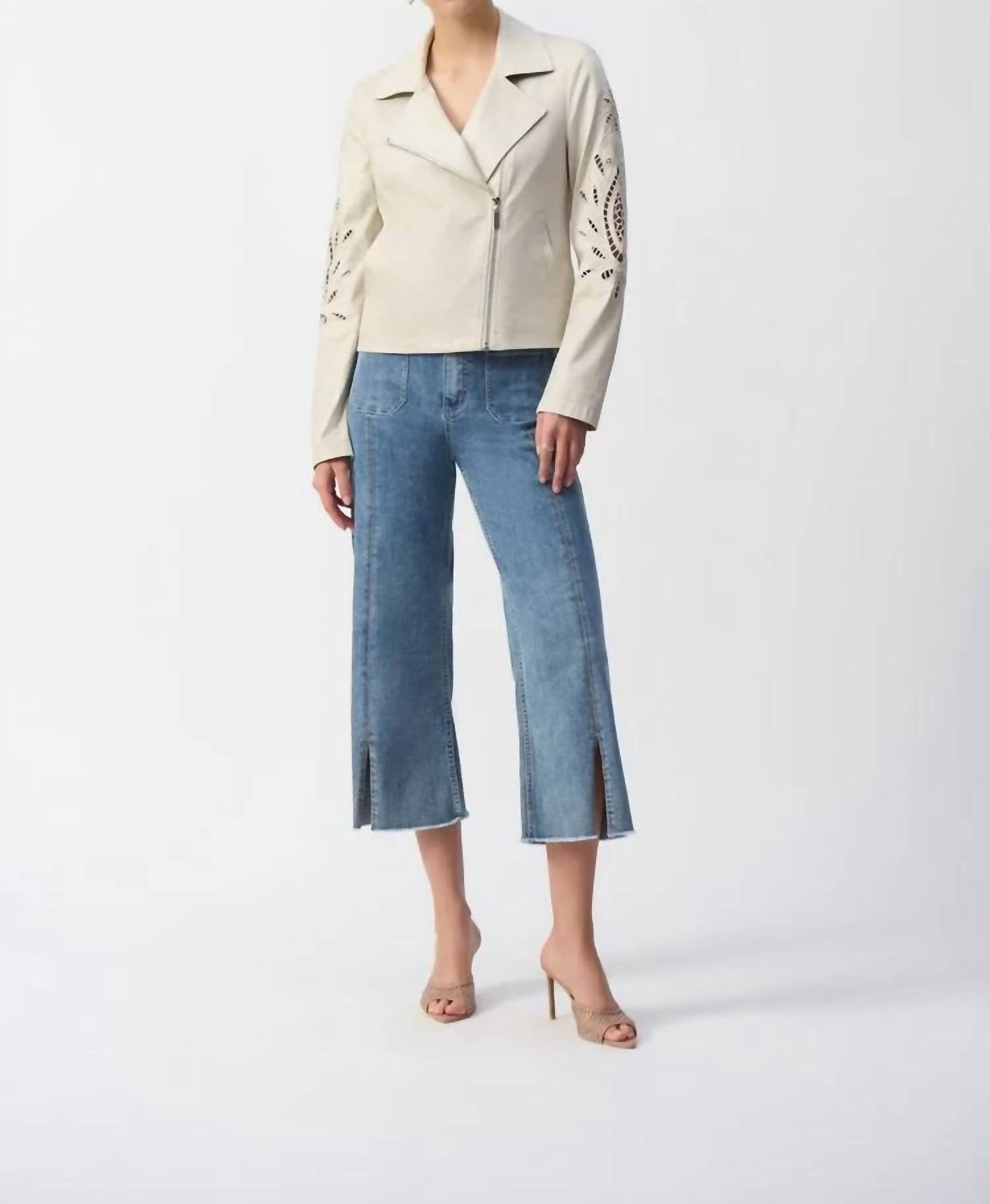 Joseph Ribkoff - Foiled Faux Suede Moto Jacket