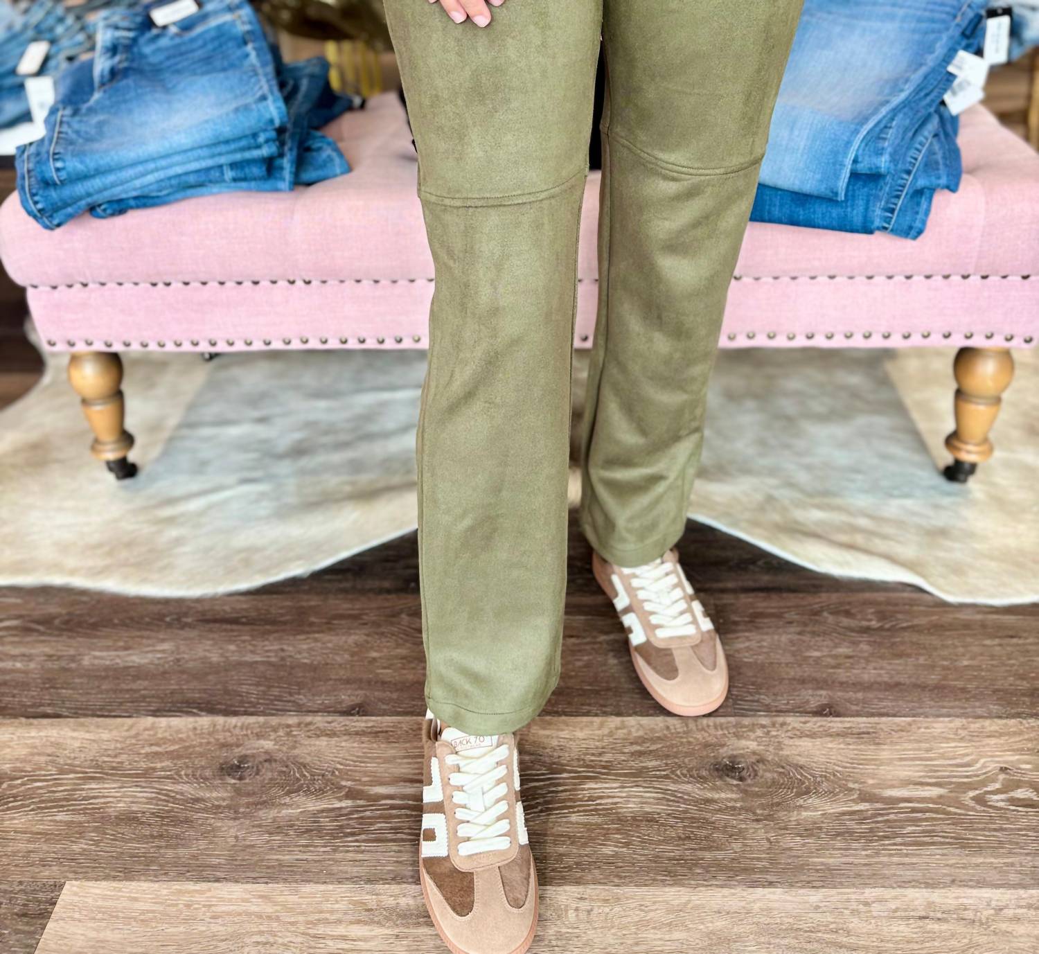 Mdm - Mid Rise Suede Pants