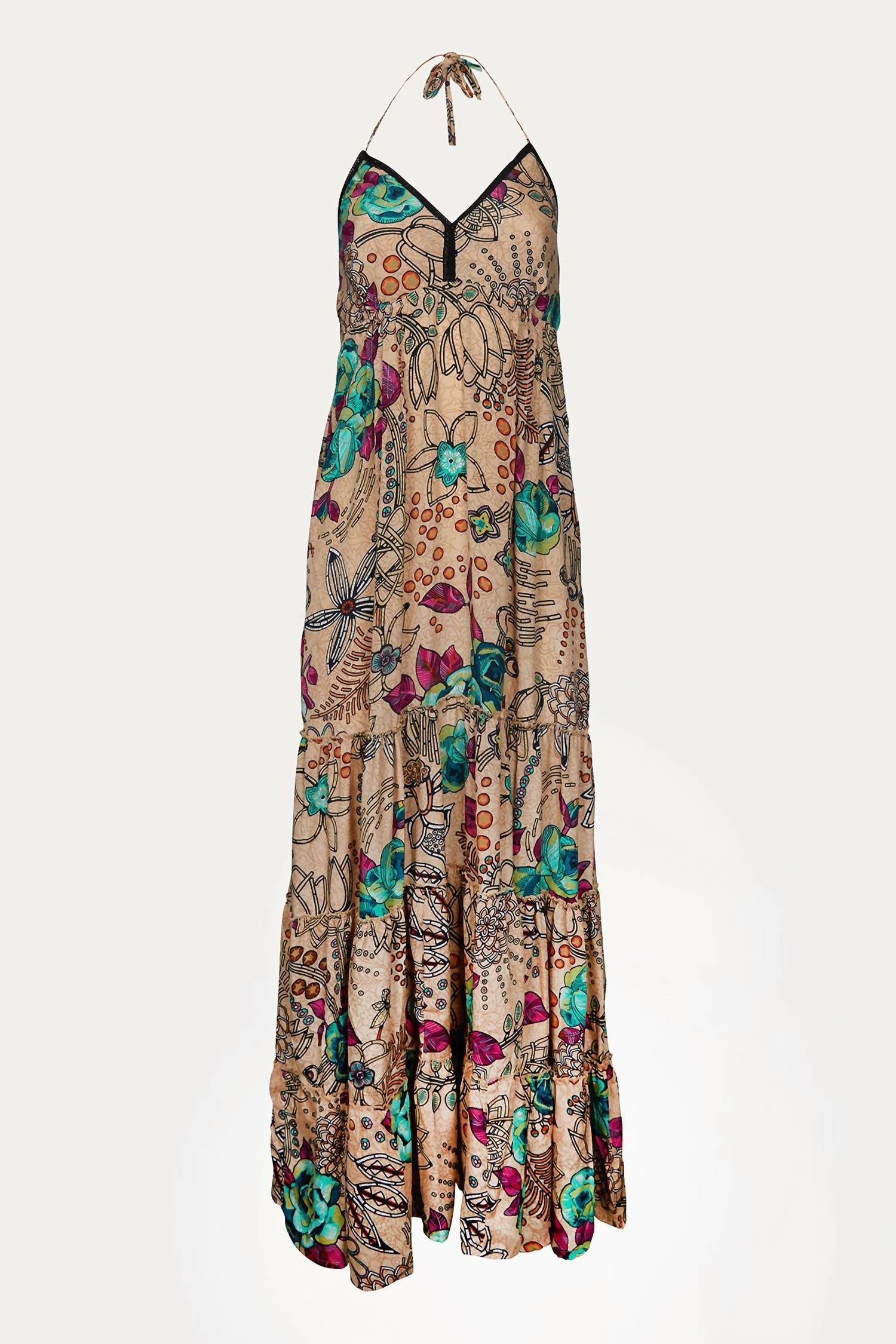 SAPANA TIERED FLORAL-PRINT MAXI DRESS