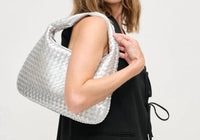 Urban Expressions Women's Adela Woven Hobo Bag in silver - women's bag - view 5
