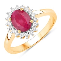 Diana M Jewels Women's Oval Natural Ruby Fashion Ring (1.64 Ct) - Classic in 14k yellow gold - women's jewelry