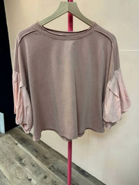 Oli & Hali - Washed Bubble Sleeve Knit Top