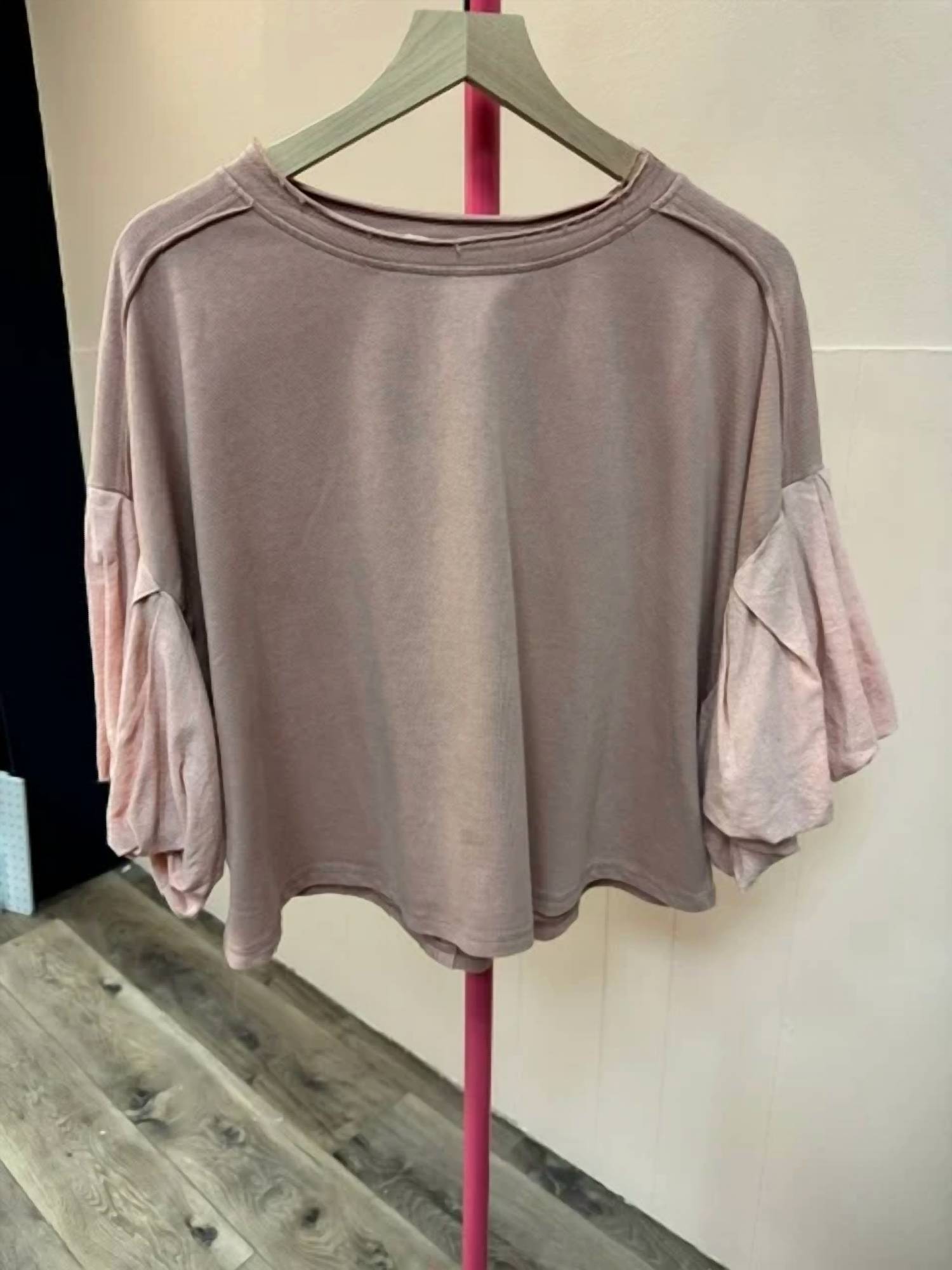 Oli & Hali - Washed Bubble Sleeve Knit Top