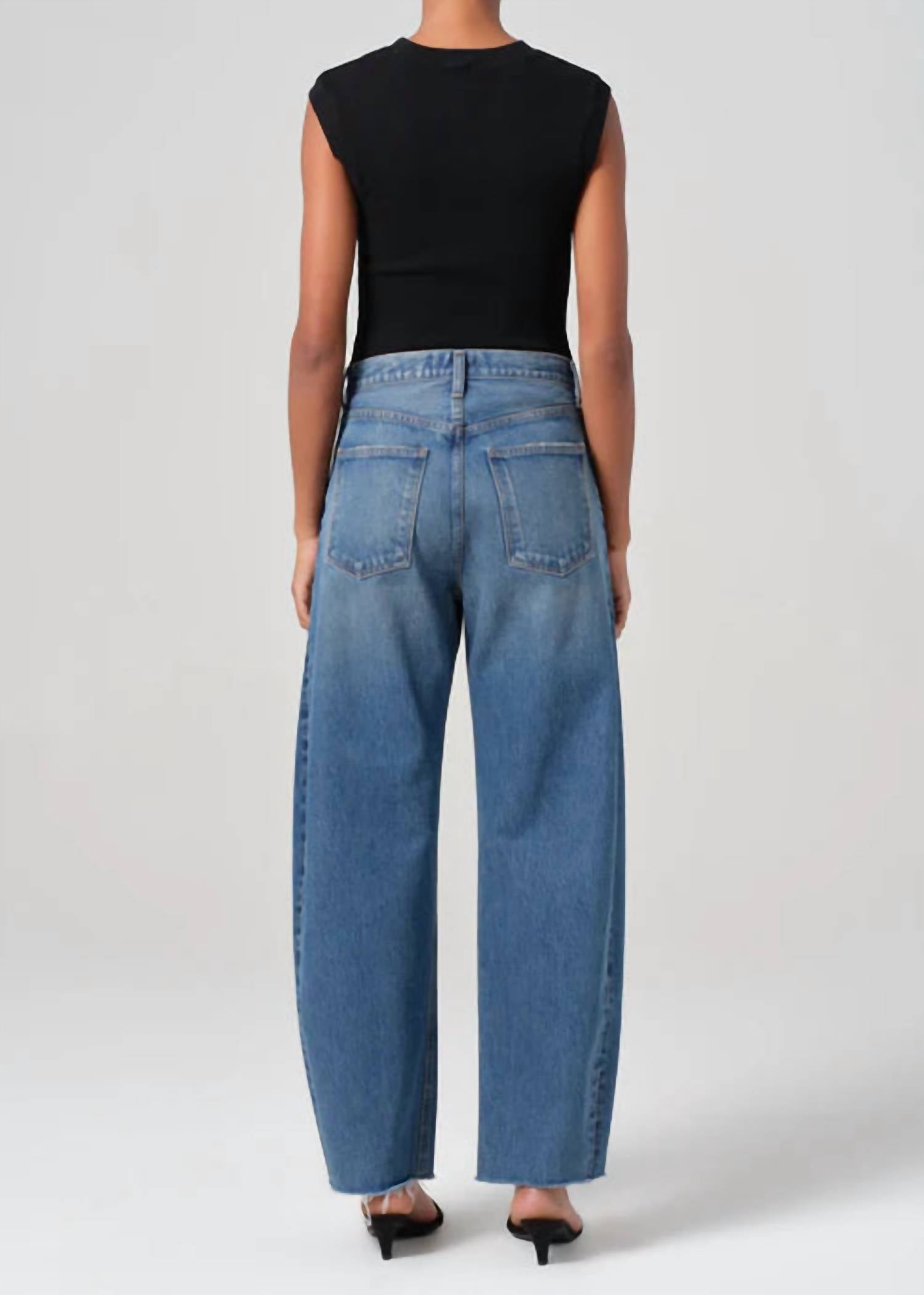 AGOLDE Women's Luna High Rise Pieced Taper Jean in split - women's jeans - detail view