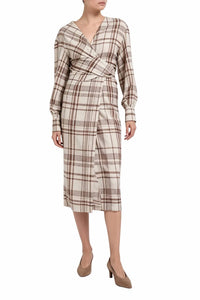 Brunello Cucinelli - Plaid Wrap-effect Midi Dress