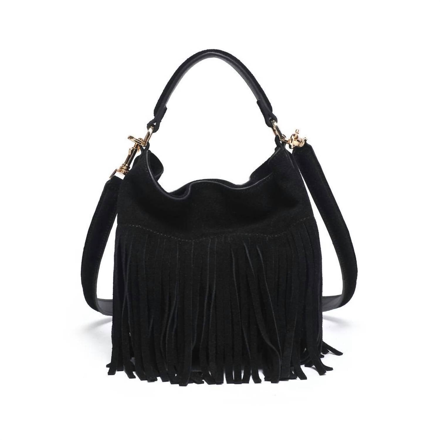 Moda Luxe Bowie Leather Fringe Crossbody Bag in black - women's bag - alternate view