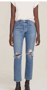 AGOLDE Riley crop high-rise straight Jean in whiplash - women's jeans