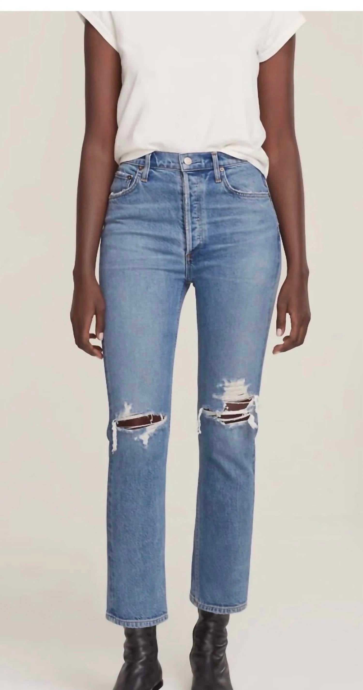AGOLDE Riley crop high-rise straight Jean in whiplash - women's jeans