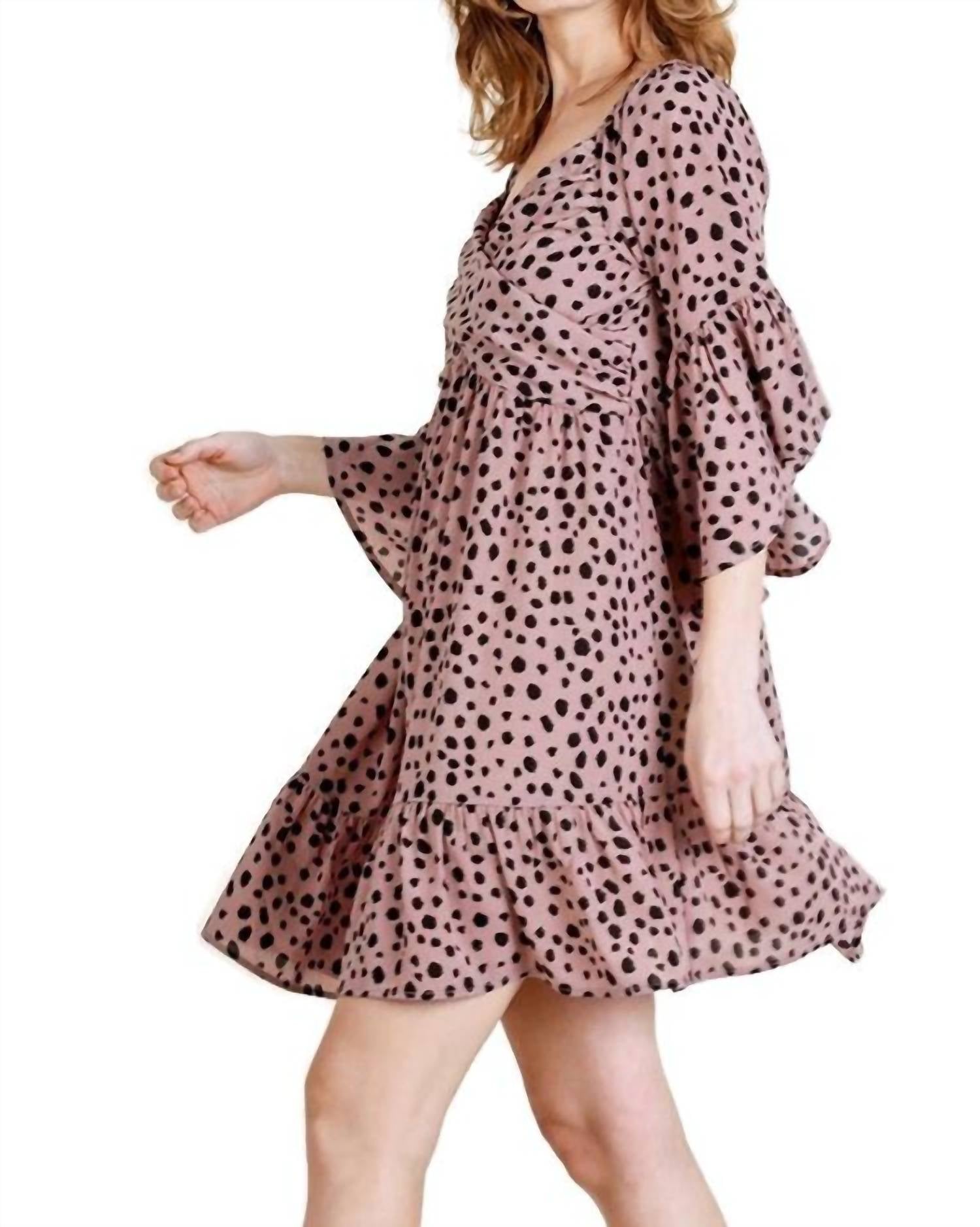 Umgee - Dalmatian Print Sweetheart Dress
