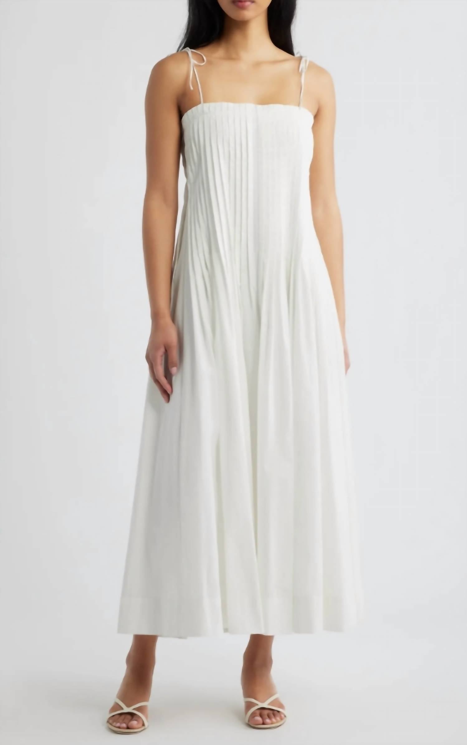 Moon River - Pleat Detail Cotton Midi Dress