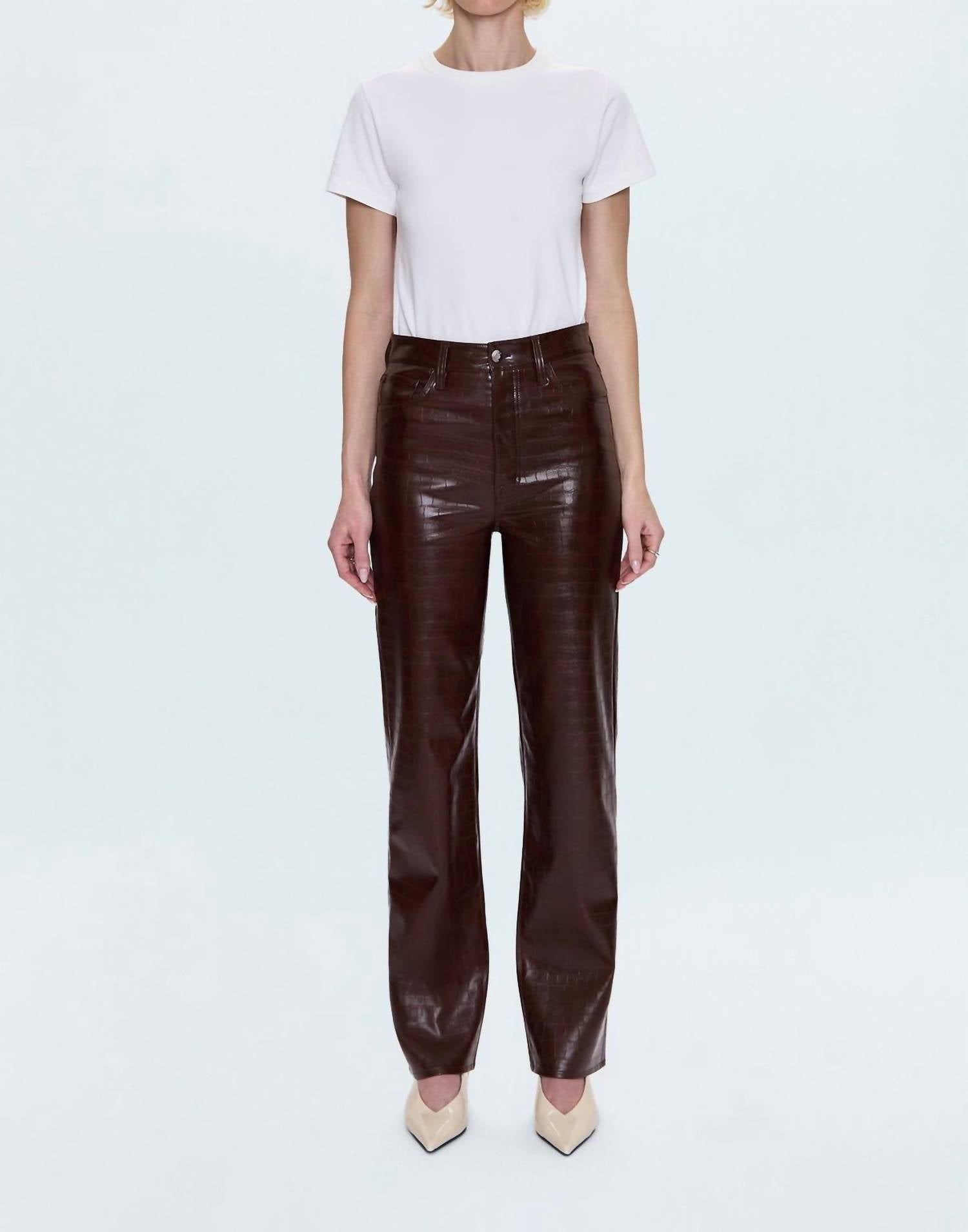 PISTOLA Cassie Super High Rise Straight Pant in tobacco croc - women's pants