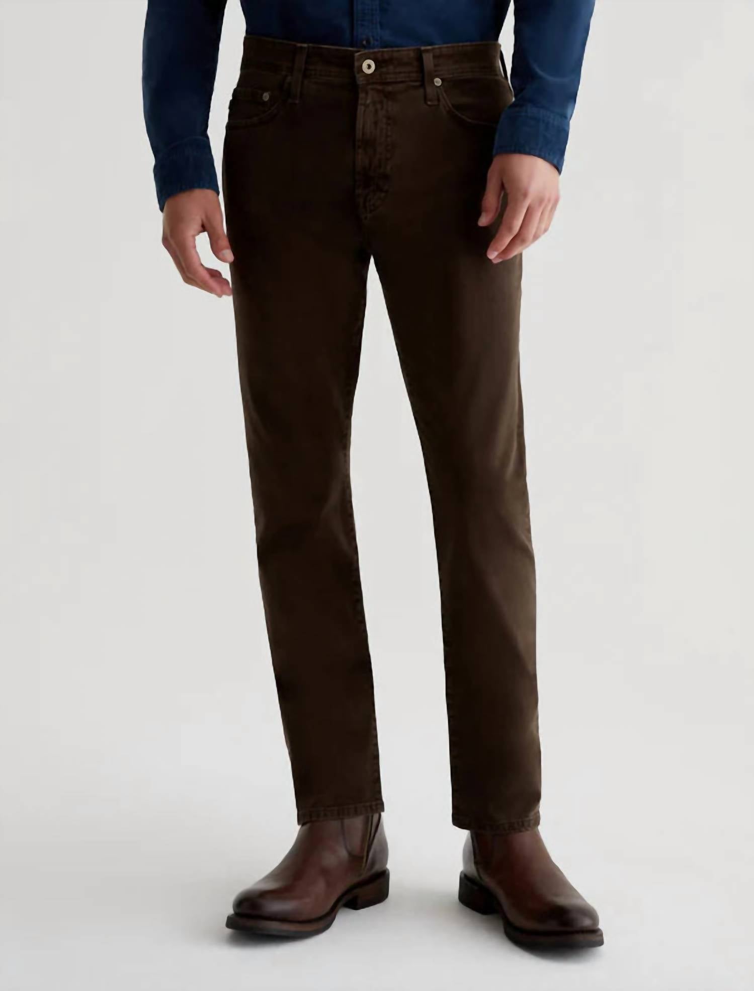 AG Jeans Everett Sueded Slim Straight Jeans in sulfur deep woodland - men's jeans