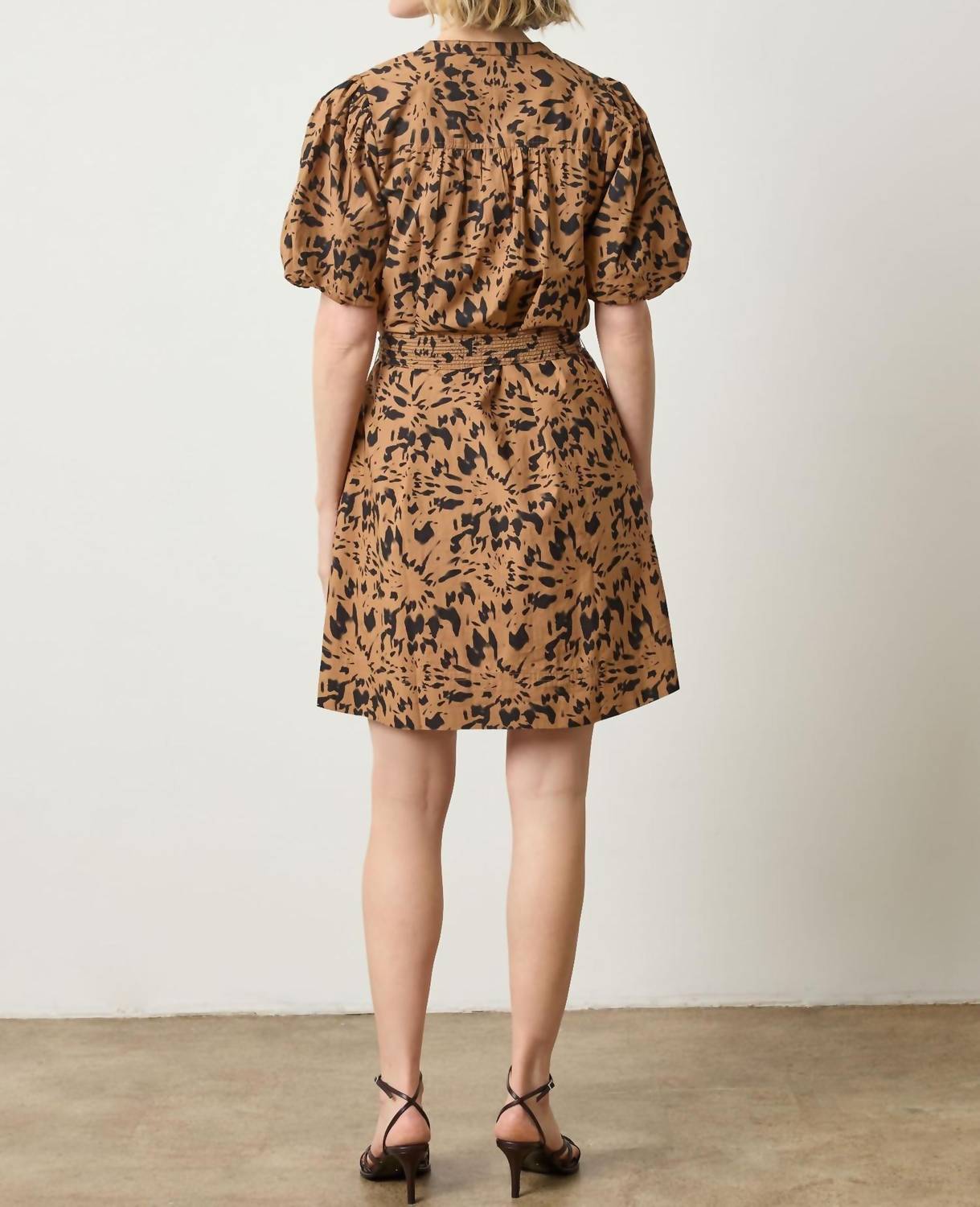 Lilla P - Shirred Sleeve Split Neck Dress