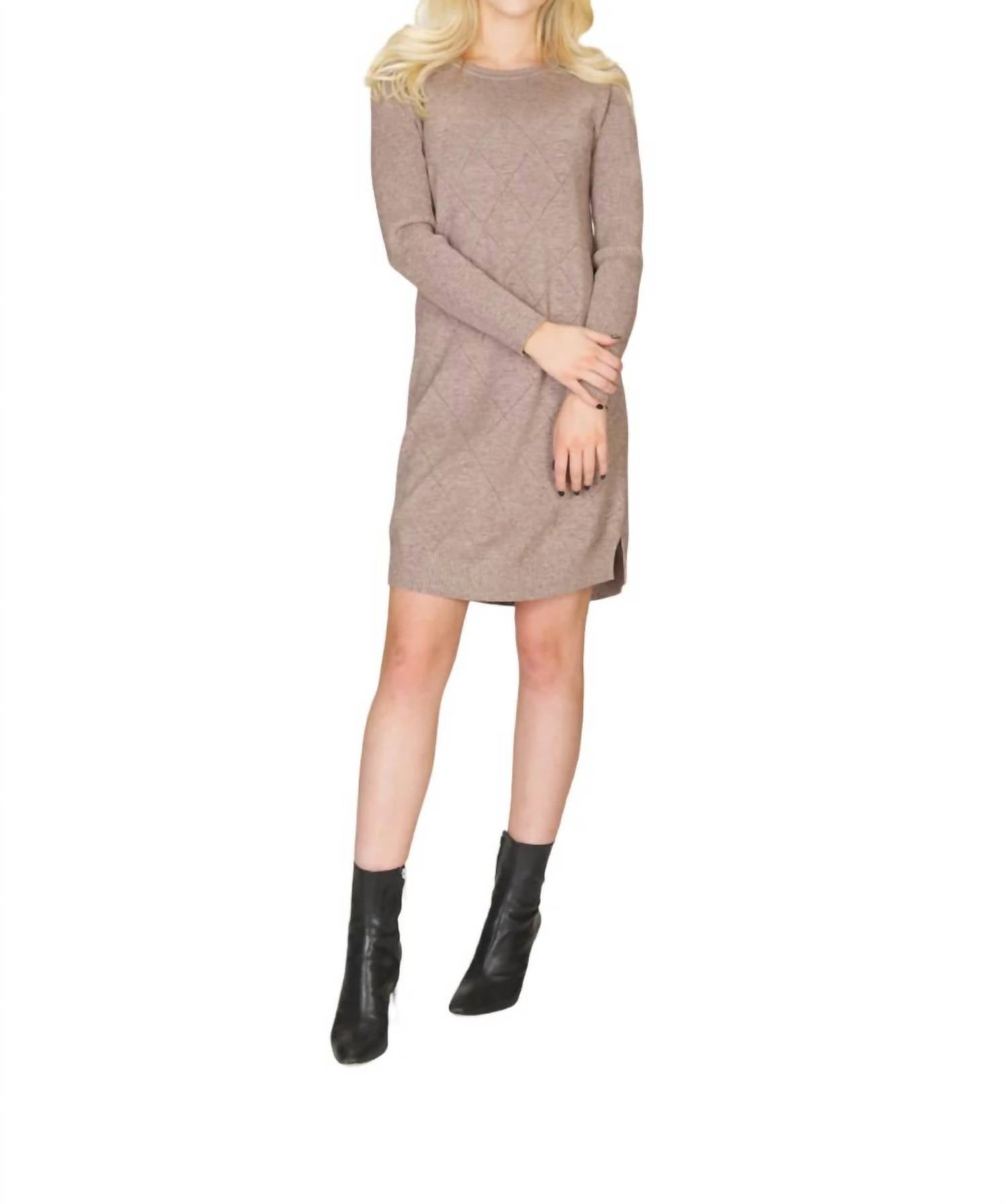Papillon - Knot Diamond Design Knit Sweater Dress