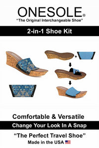 Onesole - Women's Casual Faux Cork Interchangeable Travel Shoe and Kit