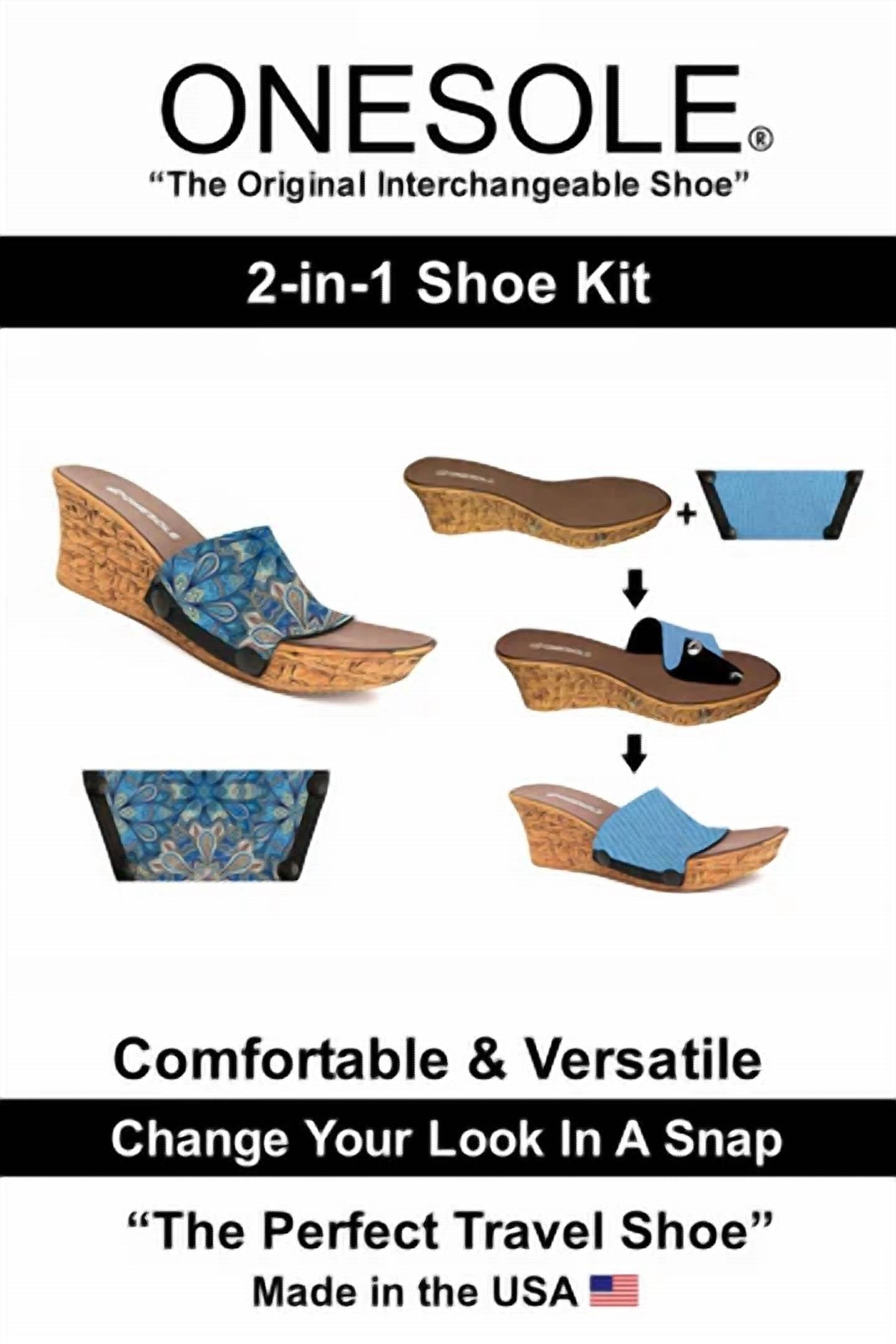 Onesole - Women's Casual Faux Cork Interchangeable Travel Shoe and Kit