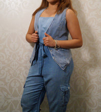 Bella Dahl - Denim Square Neck Cargo Jumpsuit