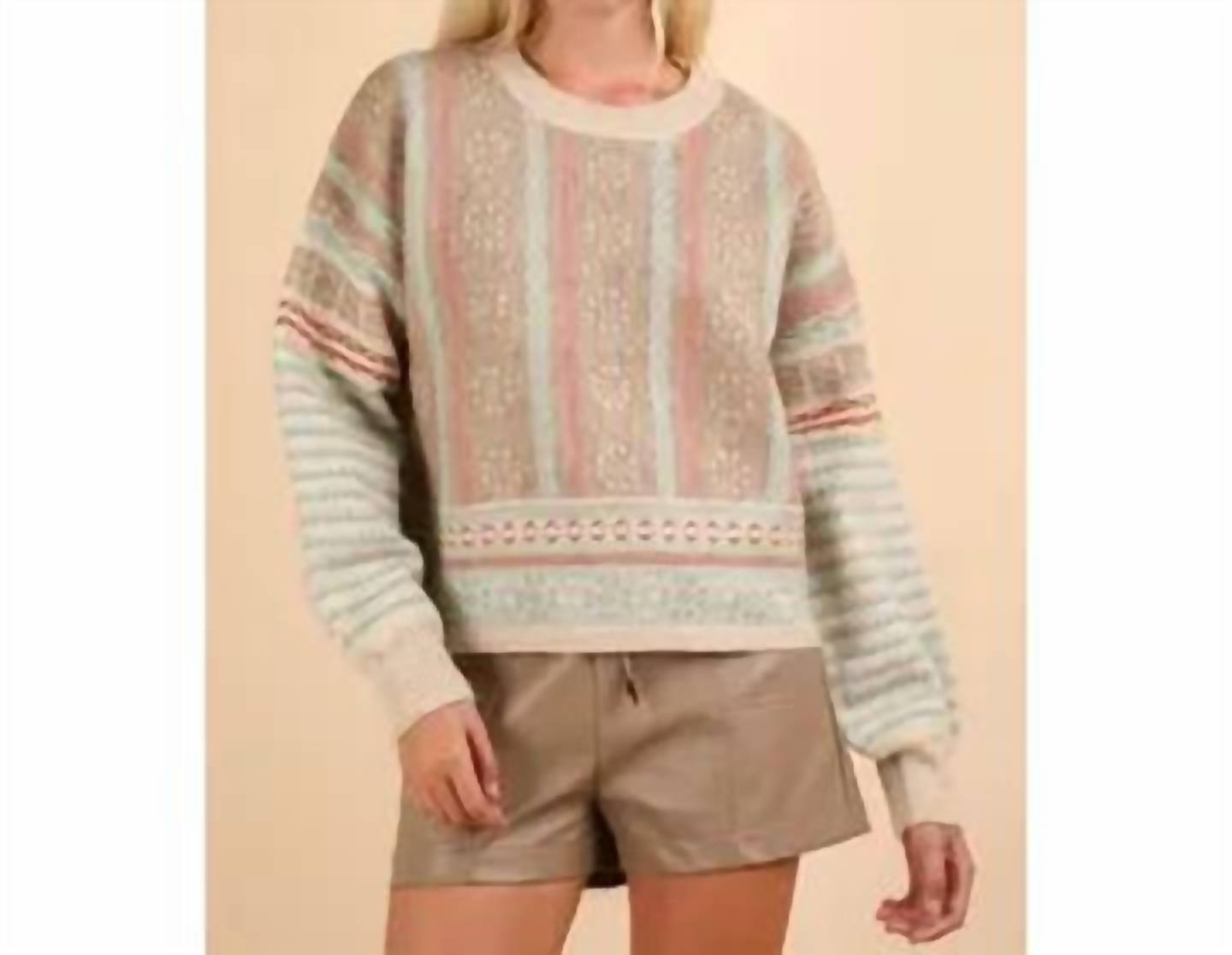 Very J - Women's Oversized Cozy Printed Knit Sweater