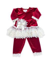 Katie Rose - Girl's 2-Piece Velvet Tunic Top With Lace Set
