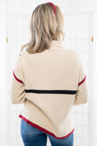 Lula The Label - Quarterback Keeper Contrast Quarter Zip Sweater