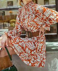 Kori - High Neck Printed Mini Dress with Long Sleeves