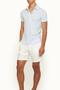 Orlebar Brown Sebastian Silk Polo Shirt in spring water blue - men's shirt