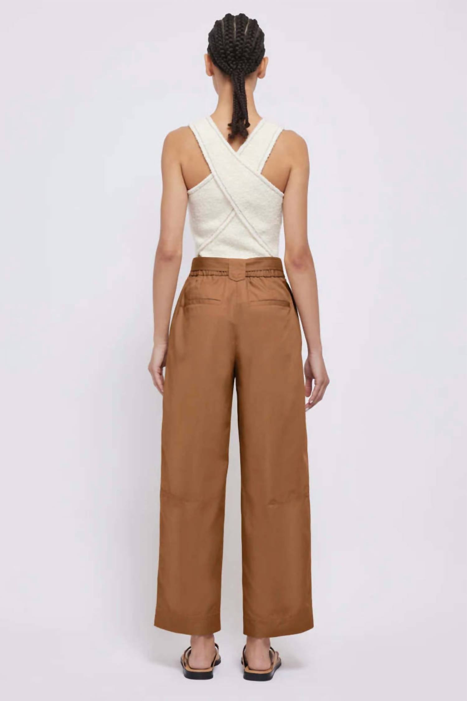 SIMKHAI Jenny Belted Cropped Pants in hickory - women's pants - alternate view