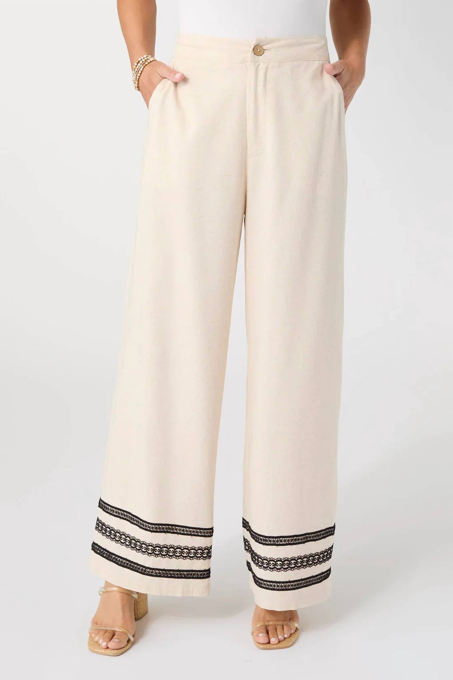 Coco + Carmen - Isabelle Linen Pant With Crochet Trim