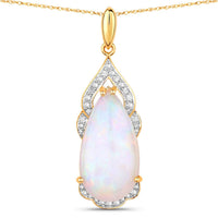 Diana M Jewels - Women's Pear Natural Ethiopian Opal Pendant Necklace (9.38 Ct) - Bold