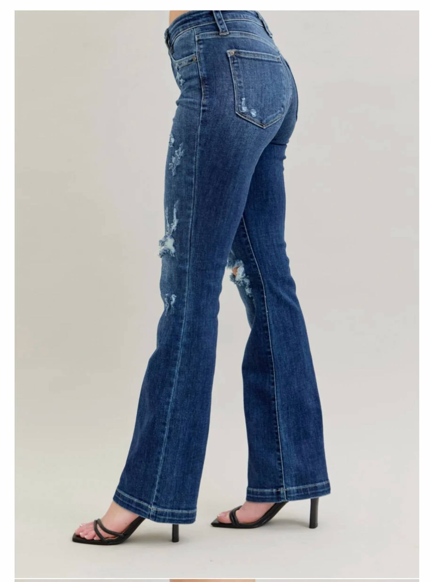 Judy Blue - Mid Rise Hand Sand And Destroy Bootcut Jeans